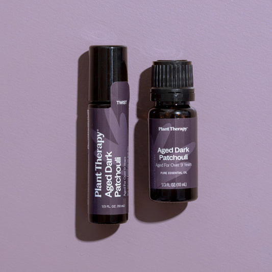 Aged Dark Patchouli Roll On and 10ml Pure Essential Oil Bottle