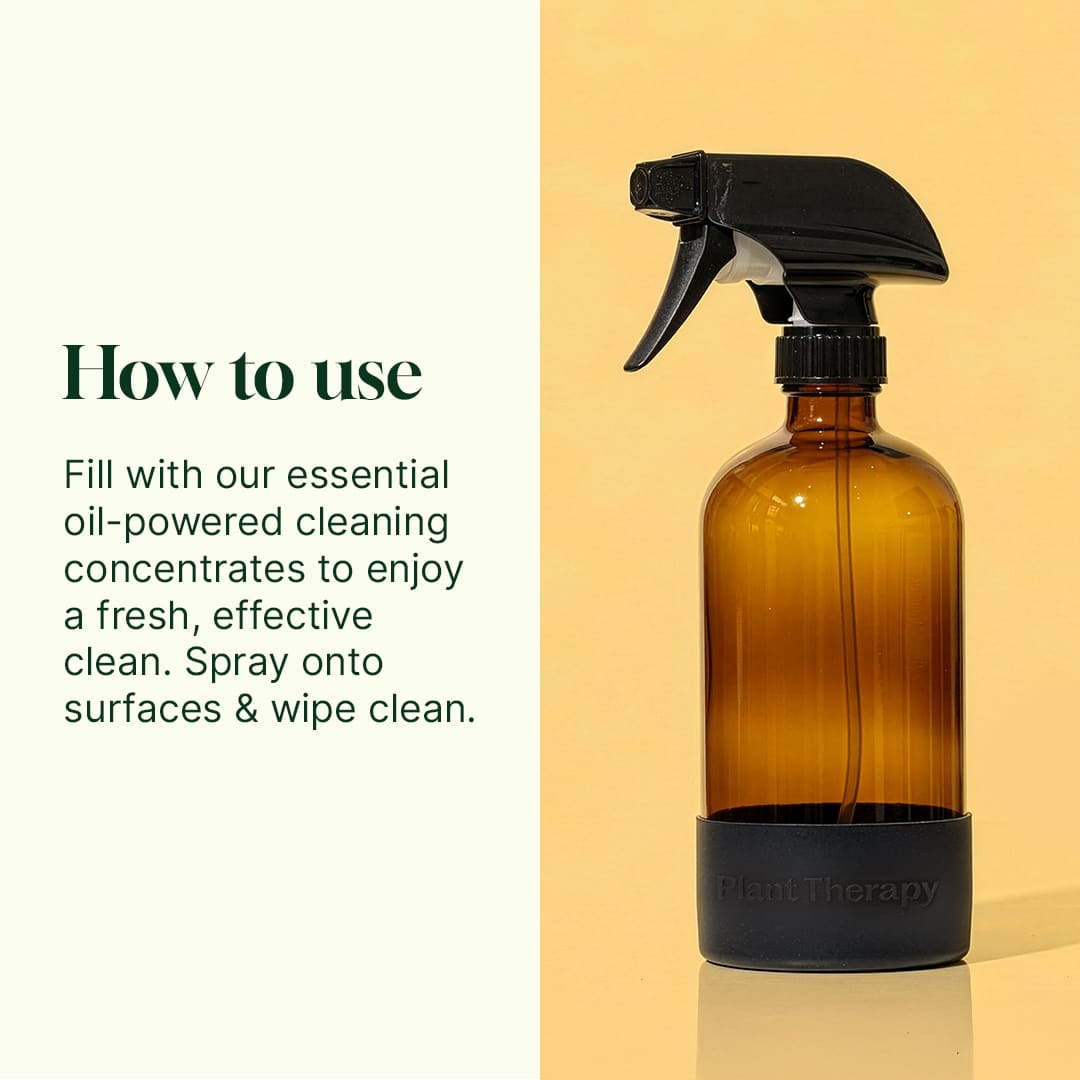 Glass Spray Bottle with Black Silicone Sleeve 16 oz