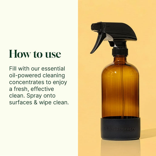 Glass Spray Bottle with Black Silicone Sleeve 16 oz