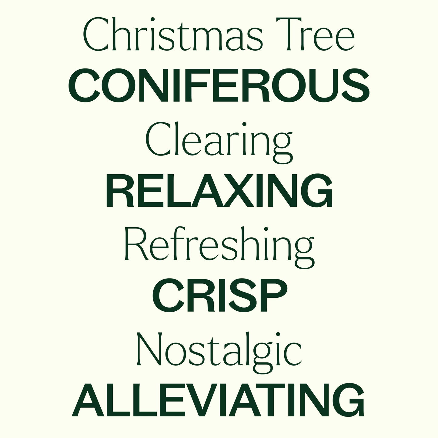 Christmas Tree Essential Oil Blend is coniferous, relaxing, crisp, refreshing, nostalgic, alleviating.