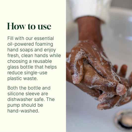 Glass Foaming Bottle with Black Silicone Sleeve 8 oz