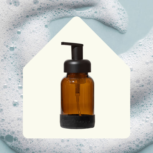 Glass Foaming Bottle with Black Silicone Sleeve 8 oz