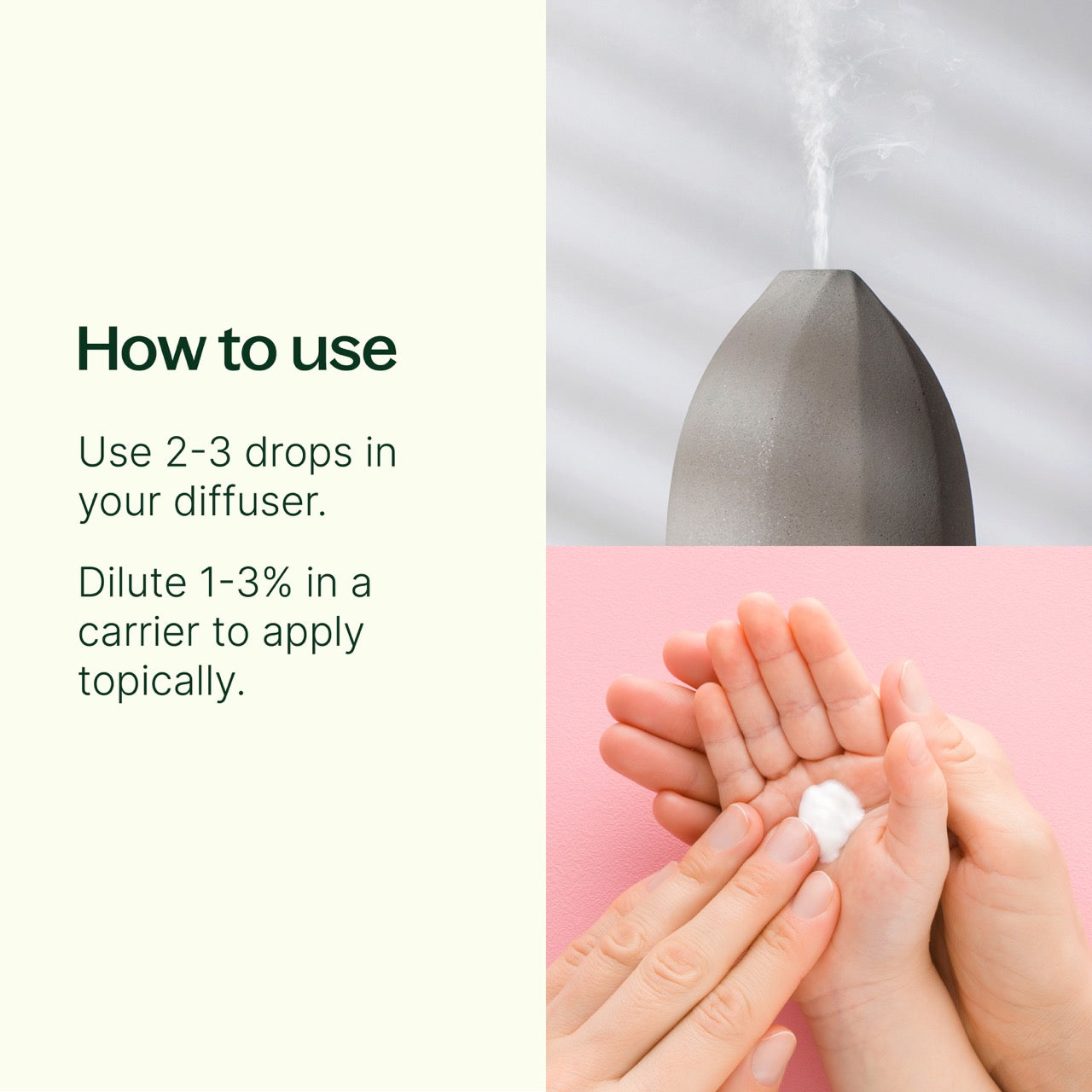 How to use Calming the Child KidSafe Essential Oil: Use 2-3 drops in your diffuser or dilute to 1-3% in a carrier to apply topically