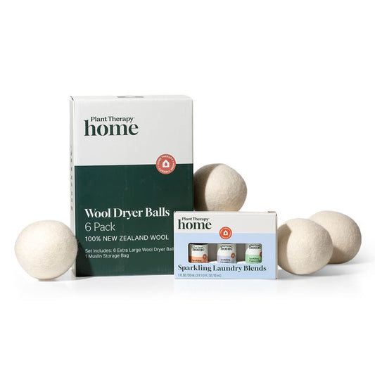 Wool Dryer Balls 6 Pack and Sparkling Laundry Blend 3 Pack