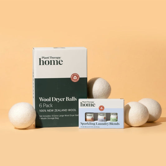 Wool Dryer Balls 6 Pack and Sparkling Laundry Blend 3 Pack