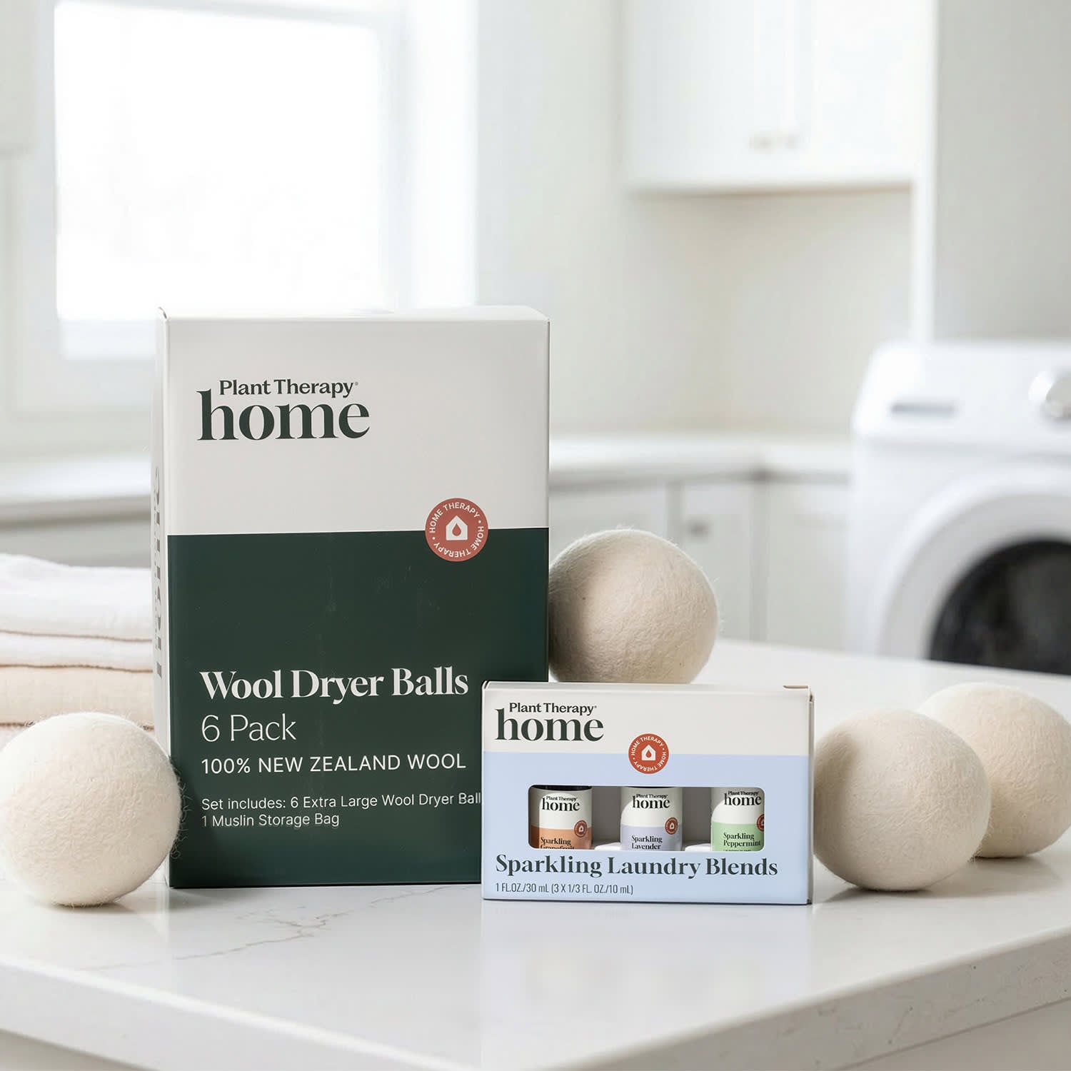 Wool Dryer Balls 6 Pack and Sparkling Laundry Blend 3 Pack