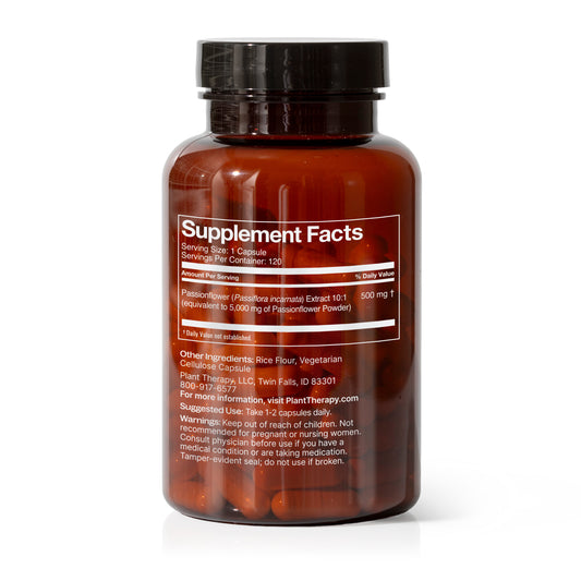 Passionflower Herbal Supplement Capsules back label