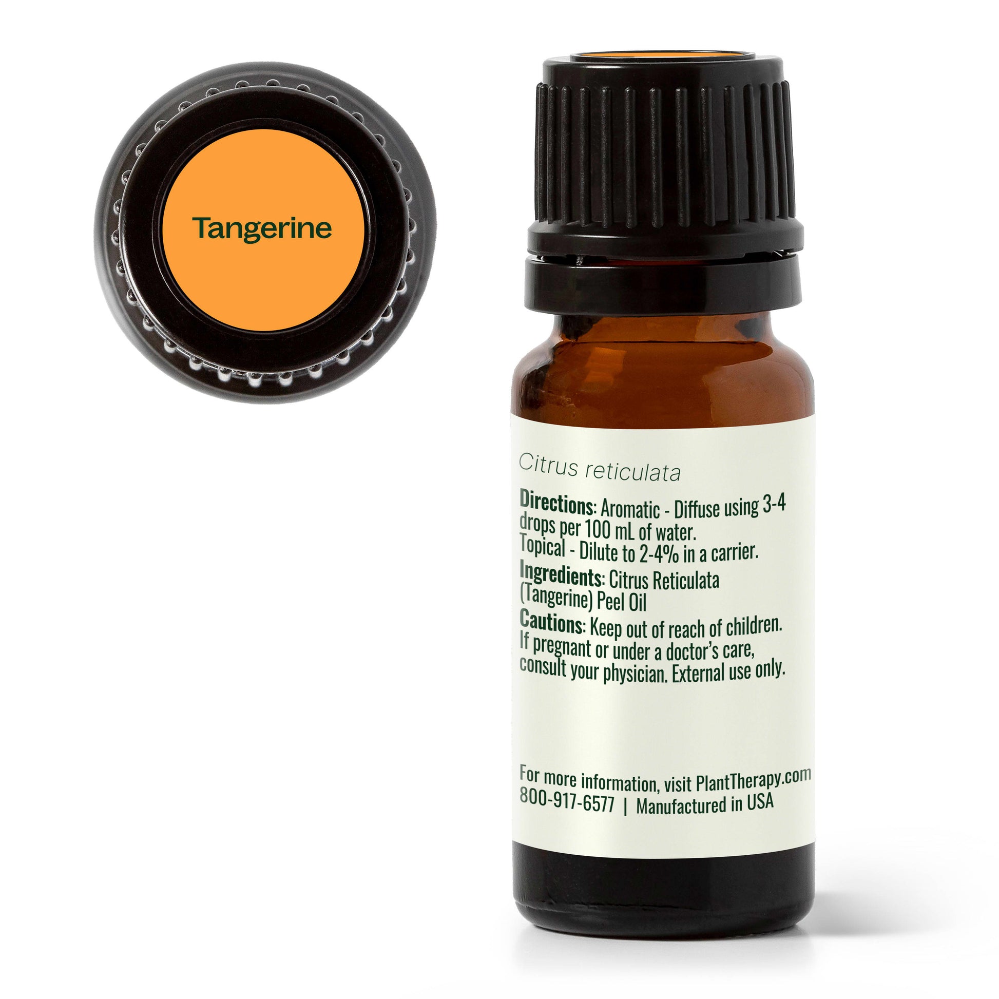 Tangerine Essential Oil Back label with instructions and ingredients