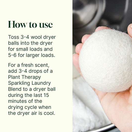 Wool Dryer Balls 6 Pack and Sparkling Laundry Blend 3 Pack