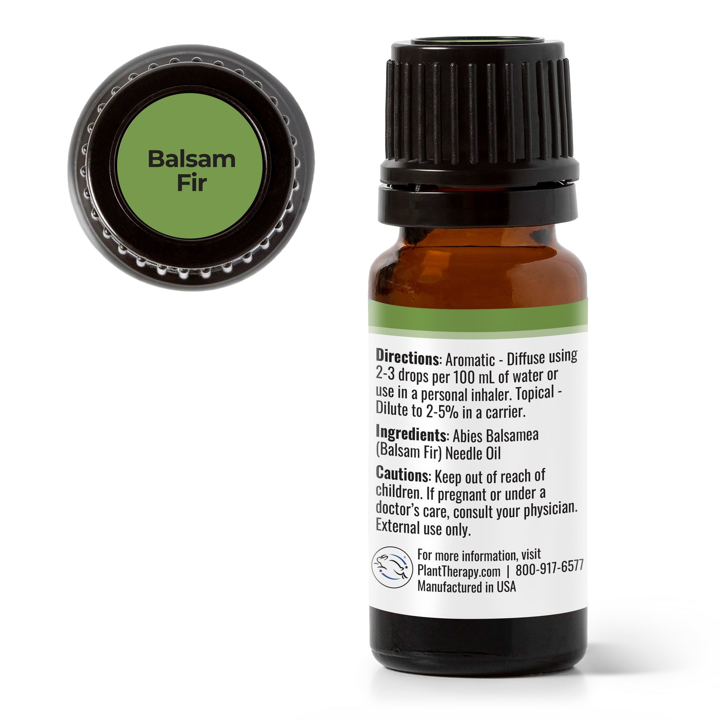 backside of Balsam Fir Essential Oil label with directions and ingredients