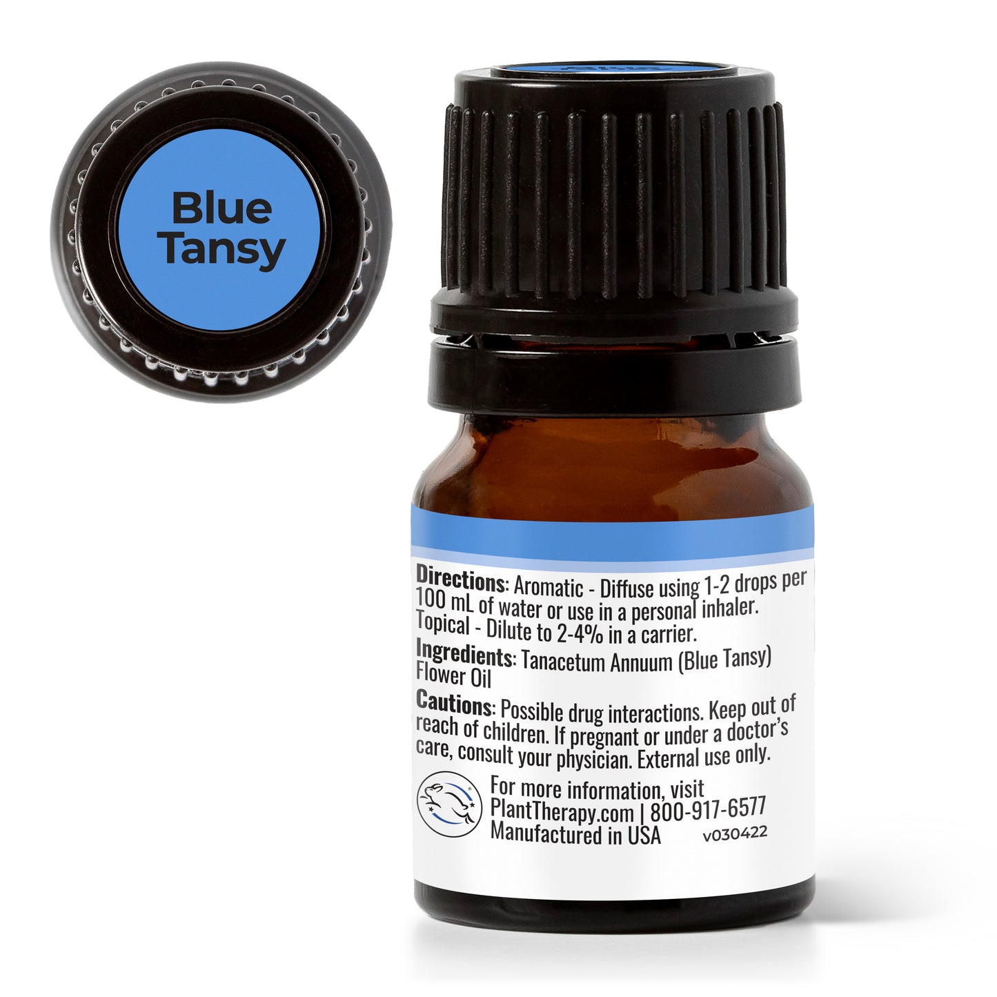 back label of Blue Tansy Essential Oil