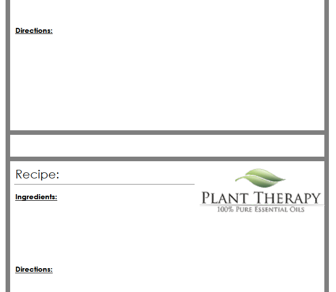 PRINTABLE Recipe Cards Plant Therapy