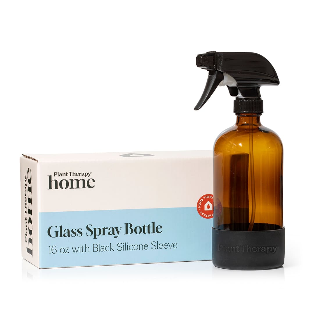 Glass Spray Bottle with Black Silicone Sleeve 16 oz