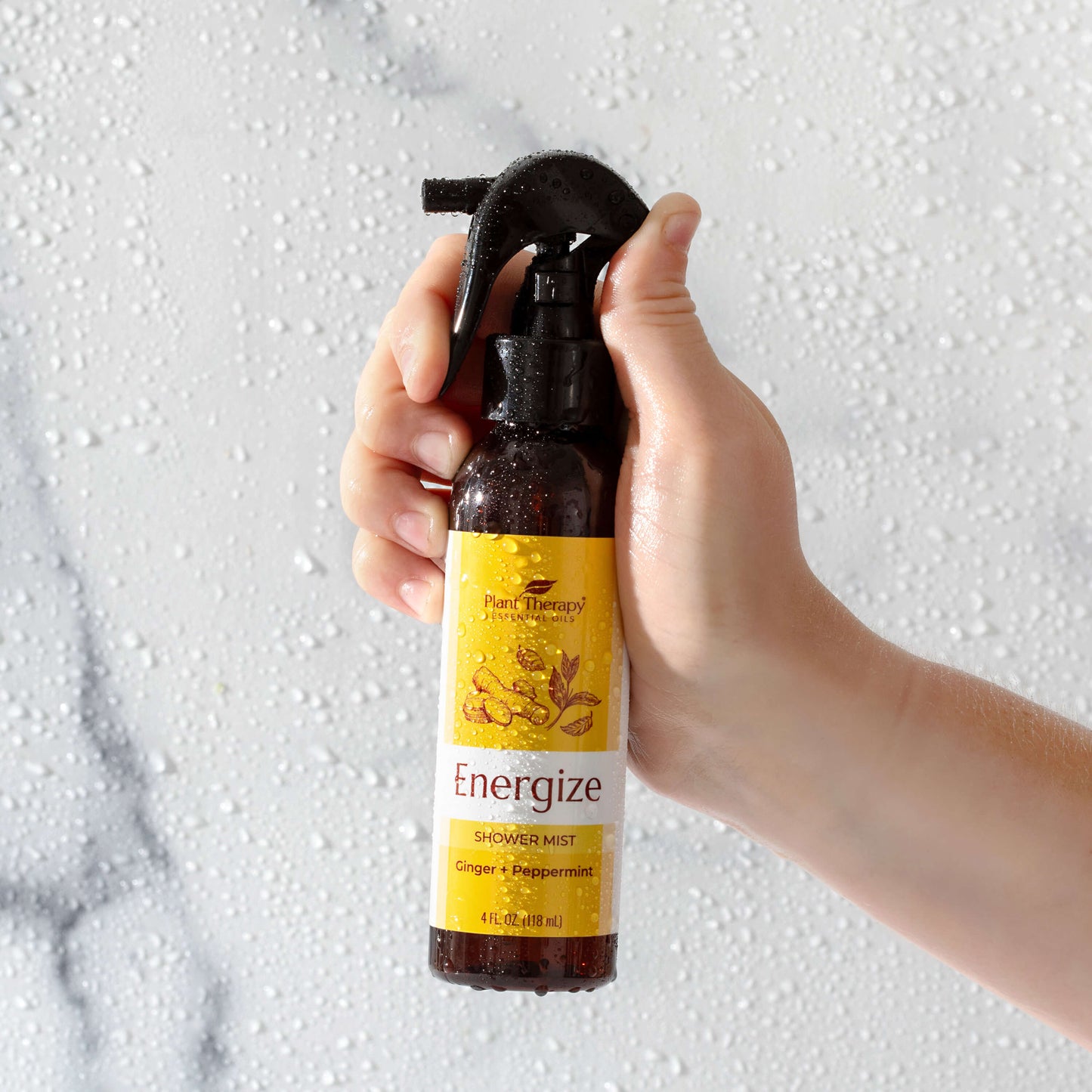Energize Shower Mist in use
