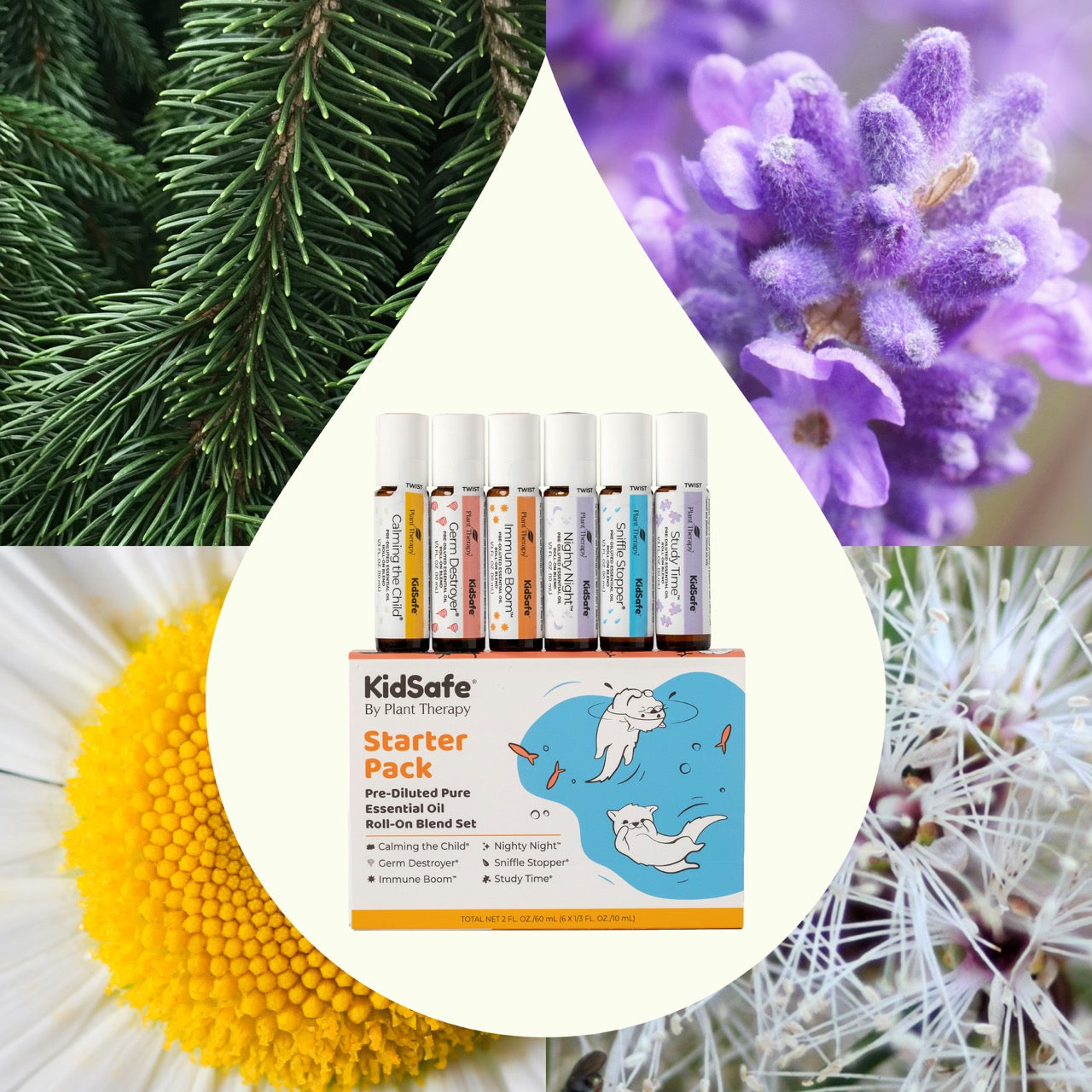 KidSafe Essential Oil Starter Pack Roll-On with key ingredient images