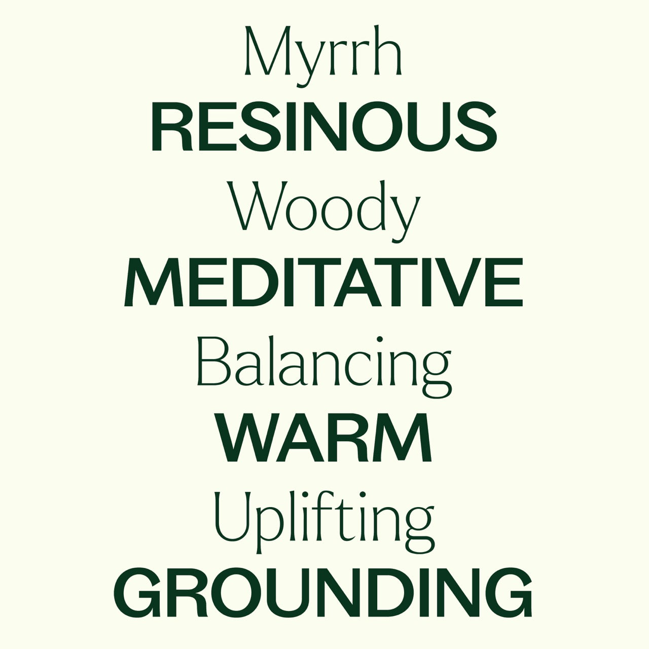 Myrrh Essential Oil Key Features: resinous, woody, meditative, balancing, warm, uplifting, grounding