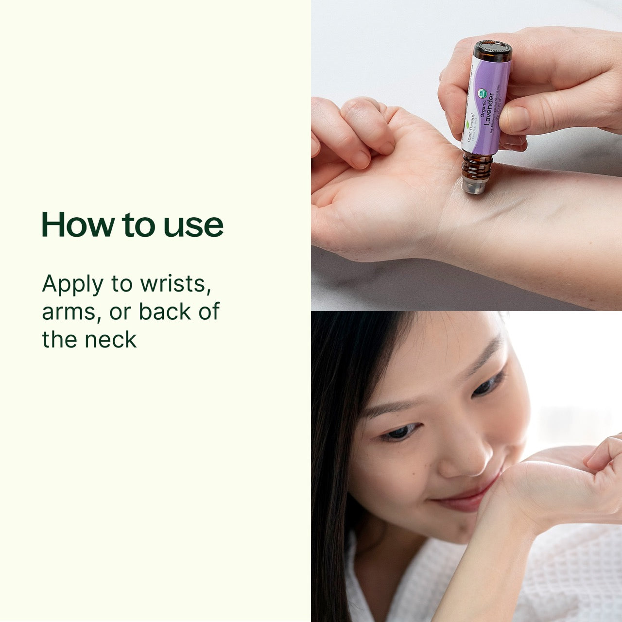 How to Use Rose Essential Oil Pre-Diluted Roll-On: Apply to wrists, arms, or backs of the neck