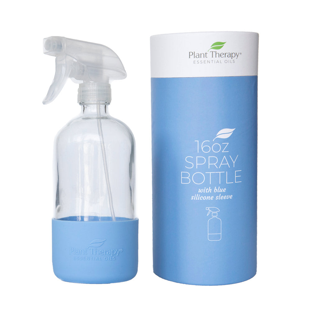 Glass Spray Bottle with Blue Sleeve