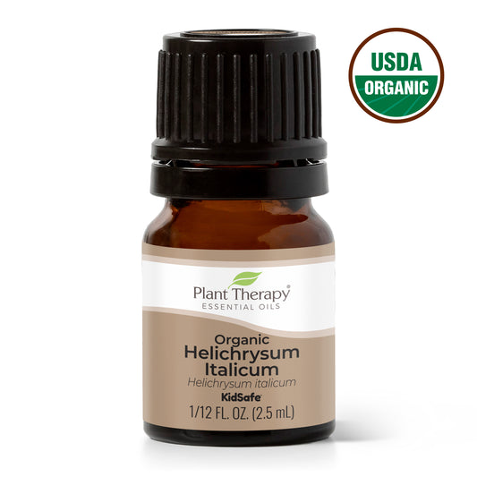 Organic Helichrysum Italicum Essential Oil front label 2.5ml