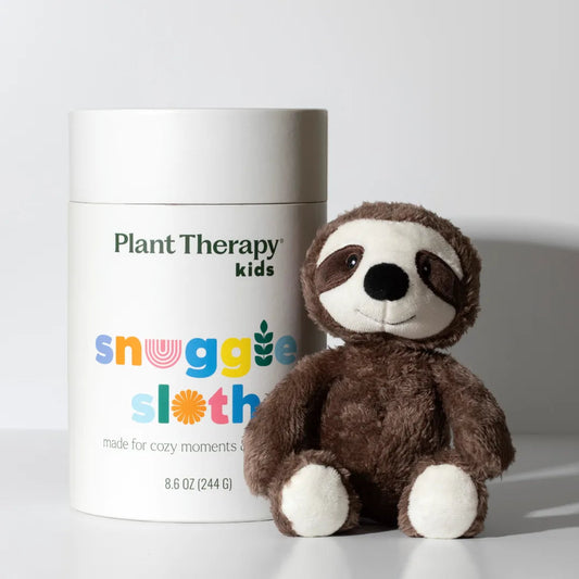 Plants Therapy Kids snugglesloth product with a sloth plush toy on a white background