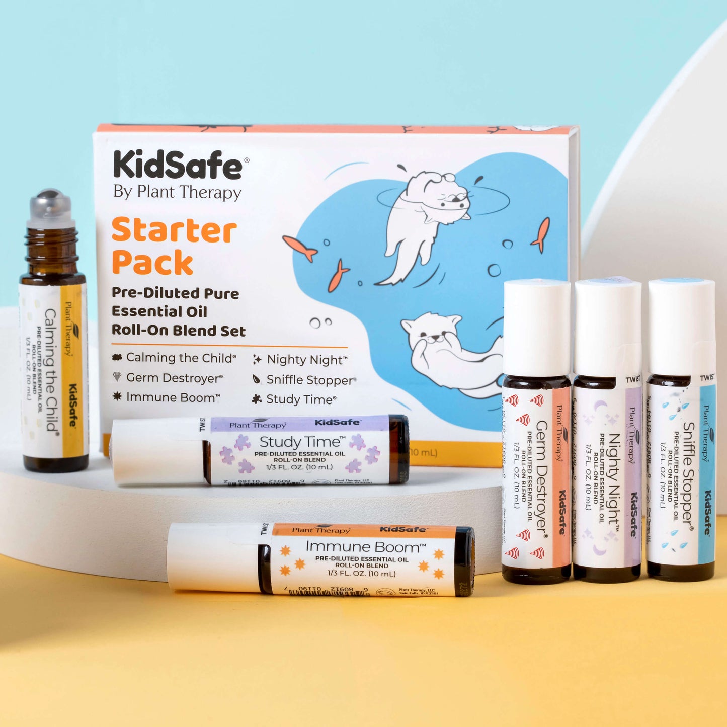 Image of KidSafe Essential Oil Starter Pack Roll-On with bottles and box