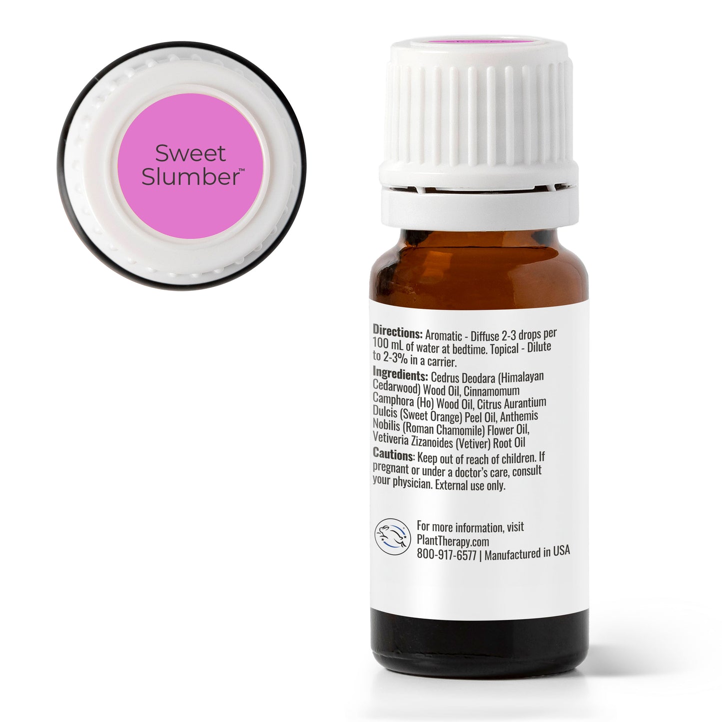 Sweet Slumber KidSafe Essential Oil back label with ingredients and direction panels