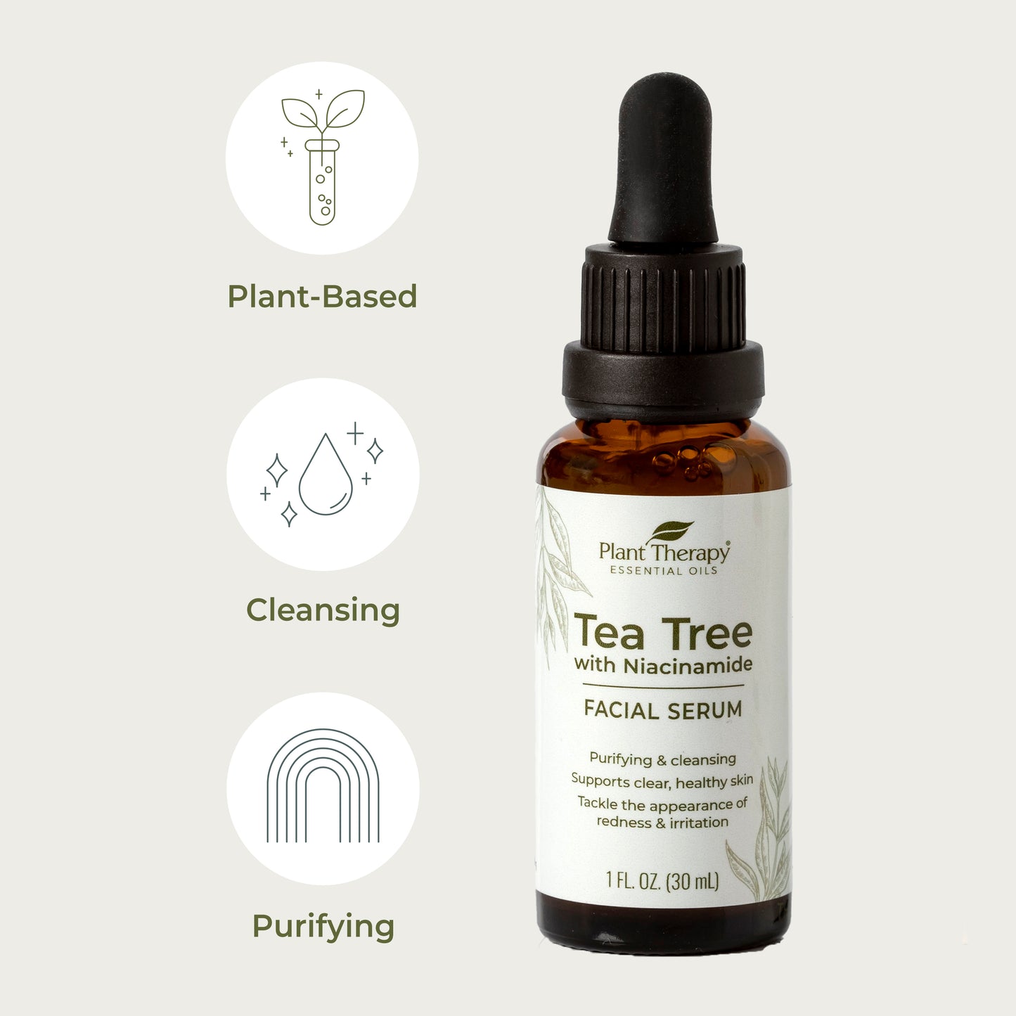 Tea tree facial serum benefits - plant based, cleansing, purifying