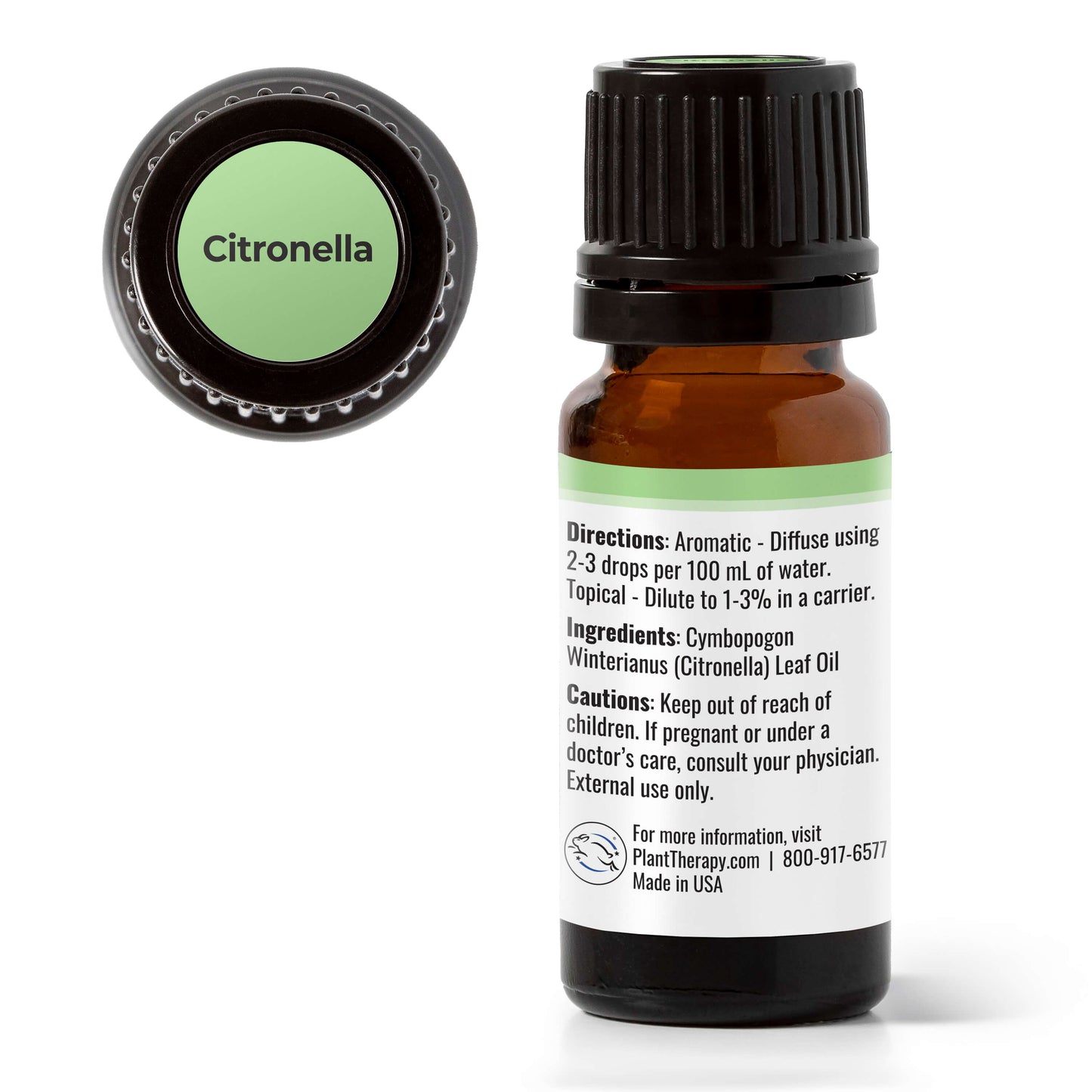 back label of Citronella Essential Oil with directions and ingredients