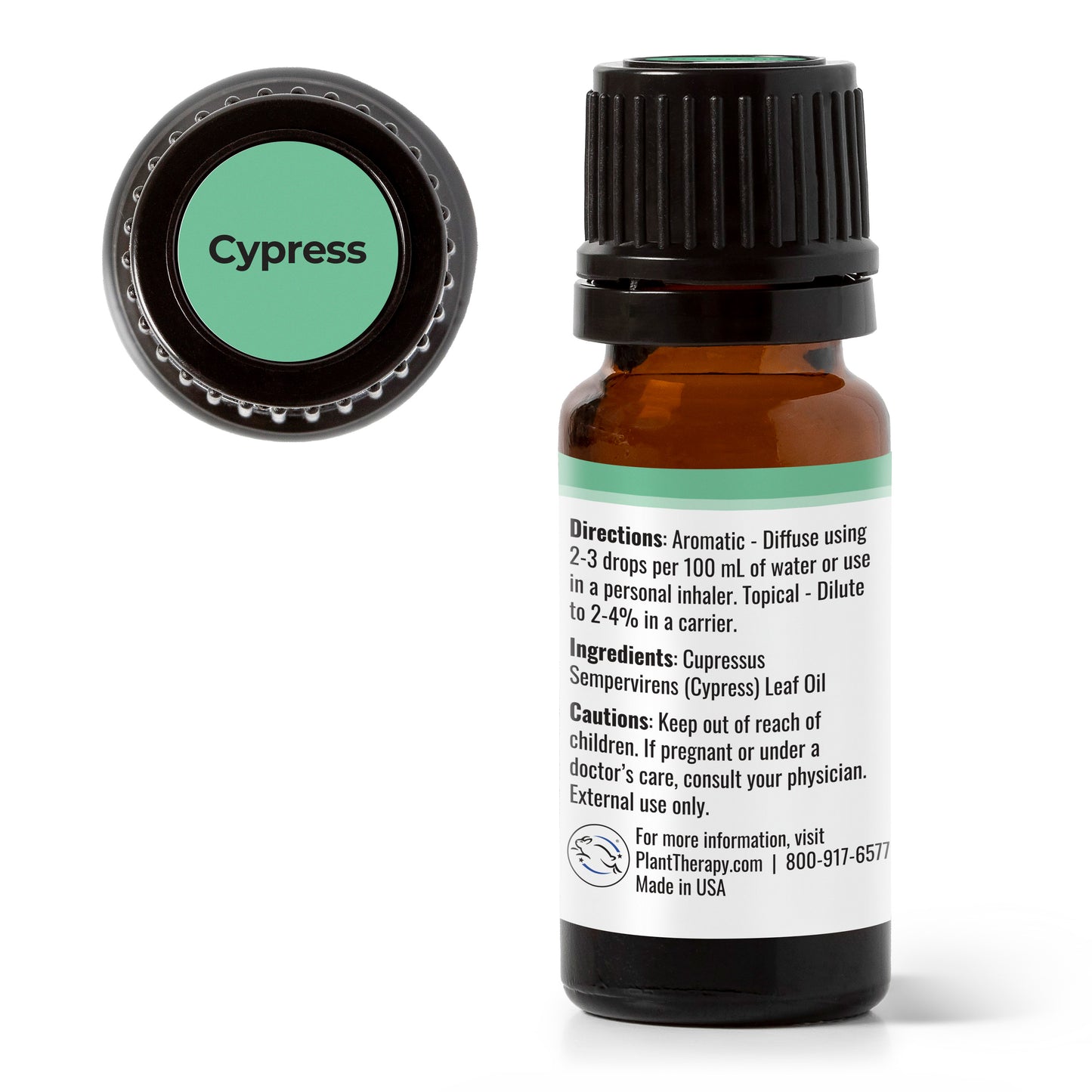 back label for Cypress Essential Oil with directions and ingredients