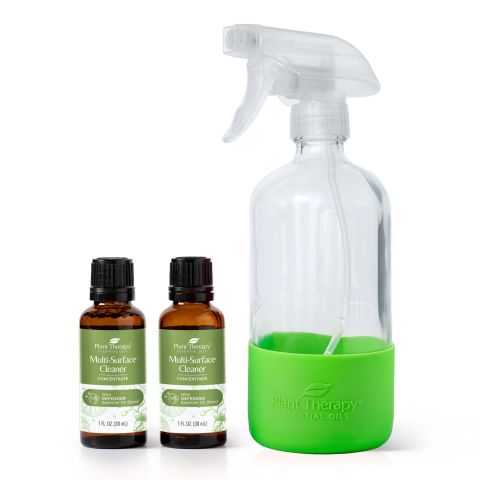 Defender Multi-Surface Cleaner Concentrate 30 mL 2 pack with Green Glass Spray Bottle