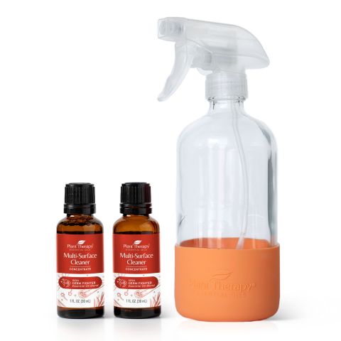 Germ Fighter Multi-Surface Cleaner Concentrate 30 mL 2 pack with Orange Glass Spray Bottle