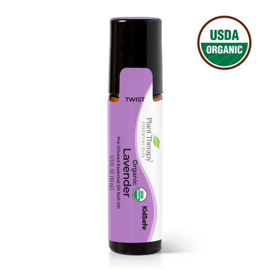 Organic Lavender Essential Oil Pre-Diluted Roll-On front label