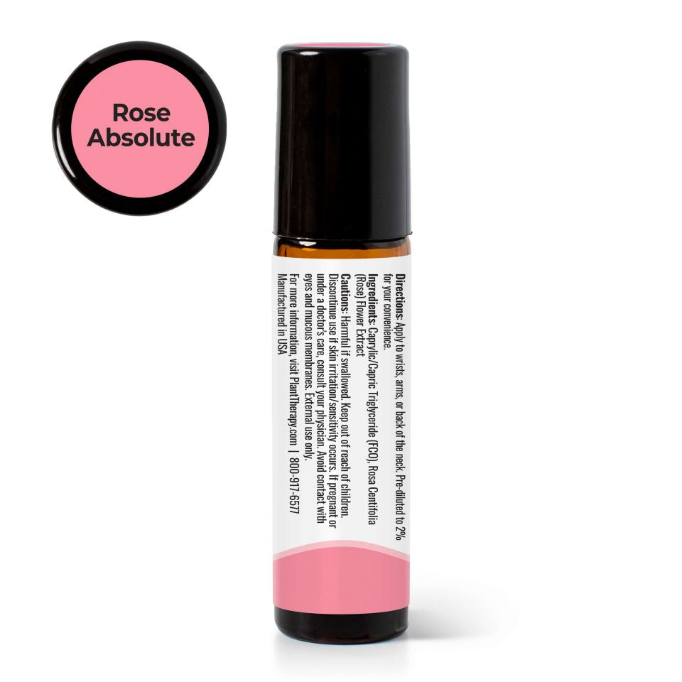 Rose Essential Oil Pre-Diluted Roll-On back label