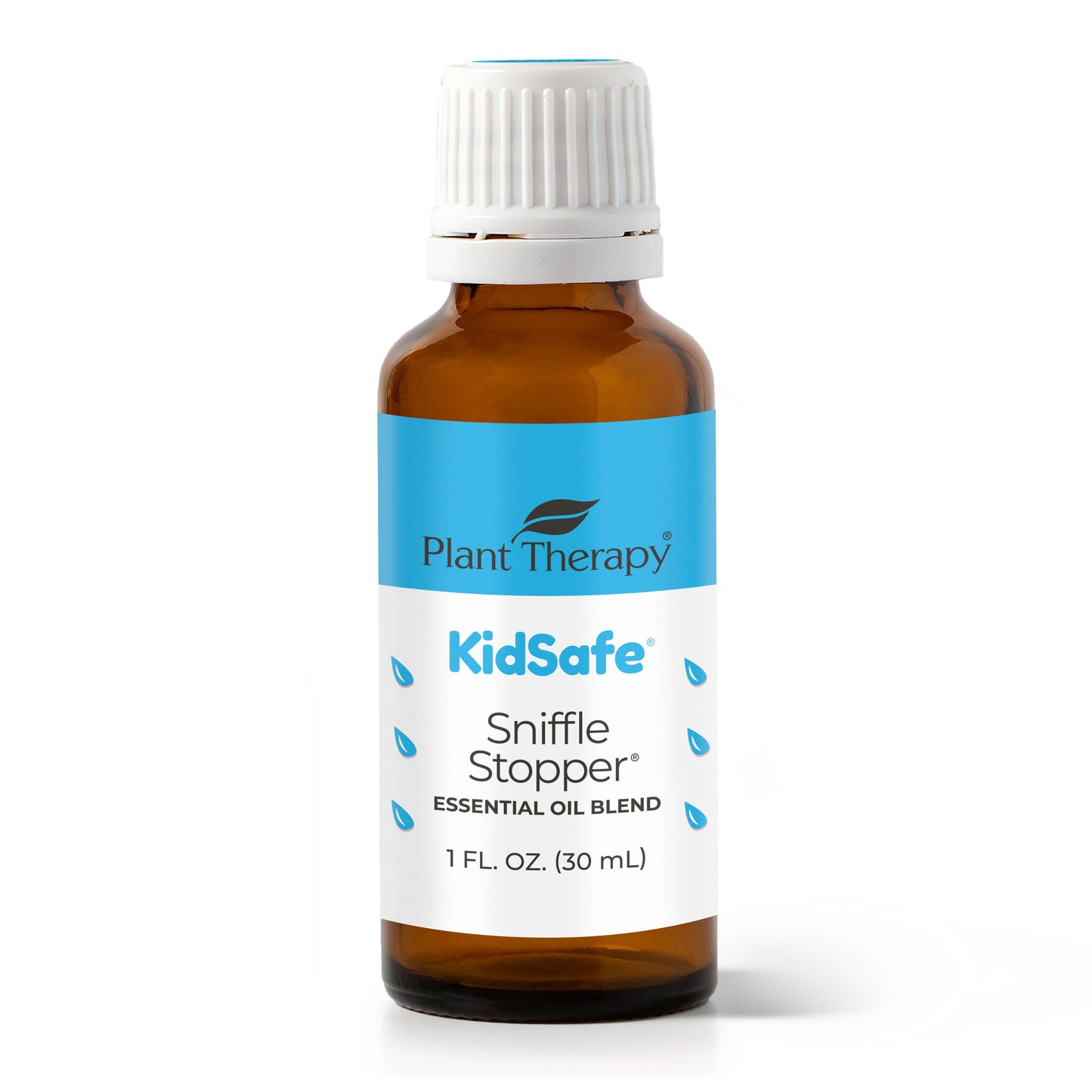 essential oils for stuffy nose. Sniffle Stopper KidSafe Essential Oil 30 mL front label