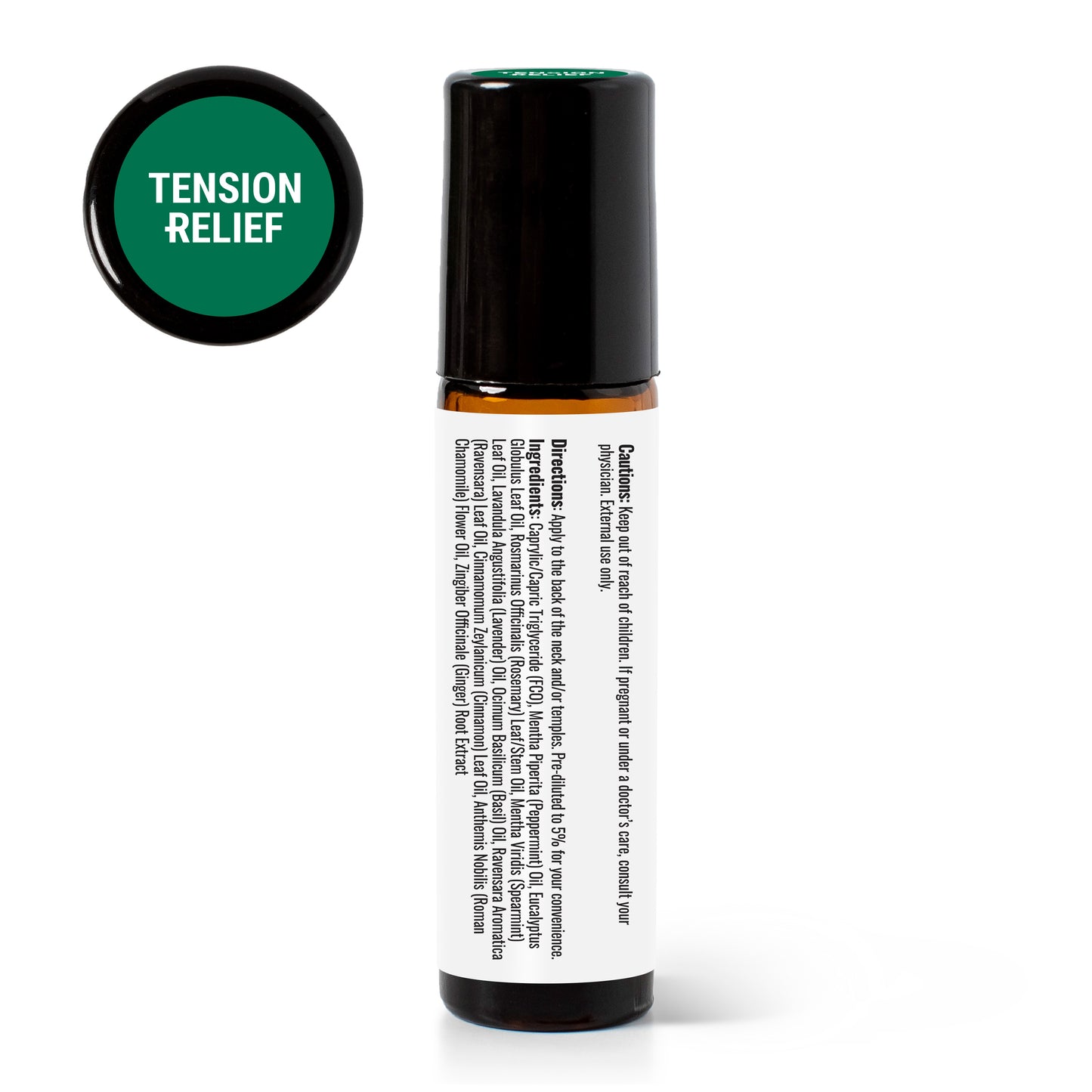 Tension Relief Essential Oil Blend Pre-Diluted Roll-On back label
